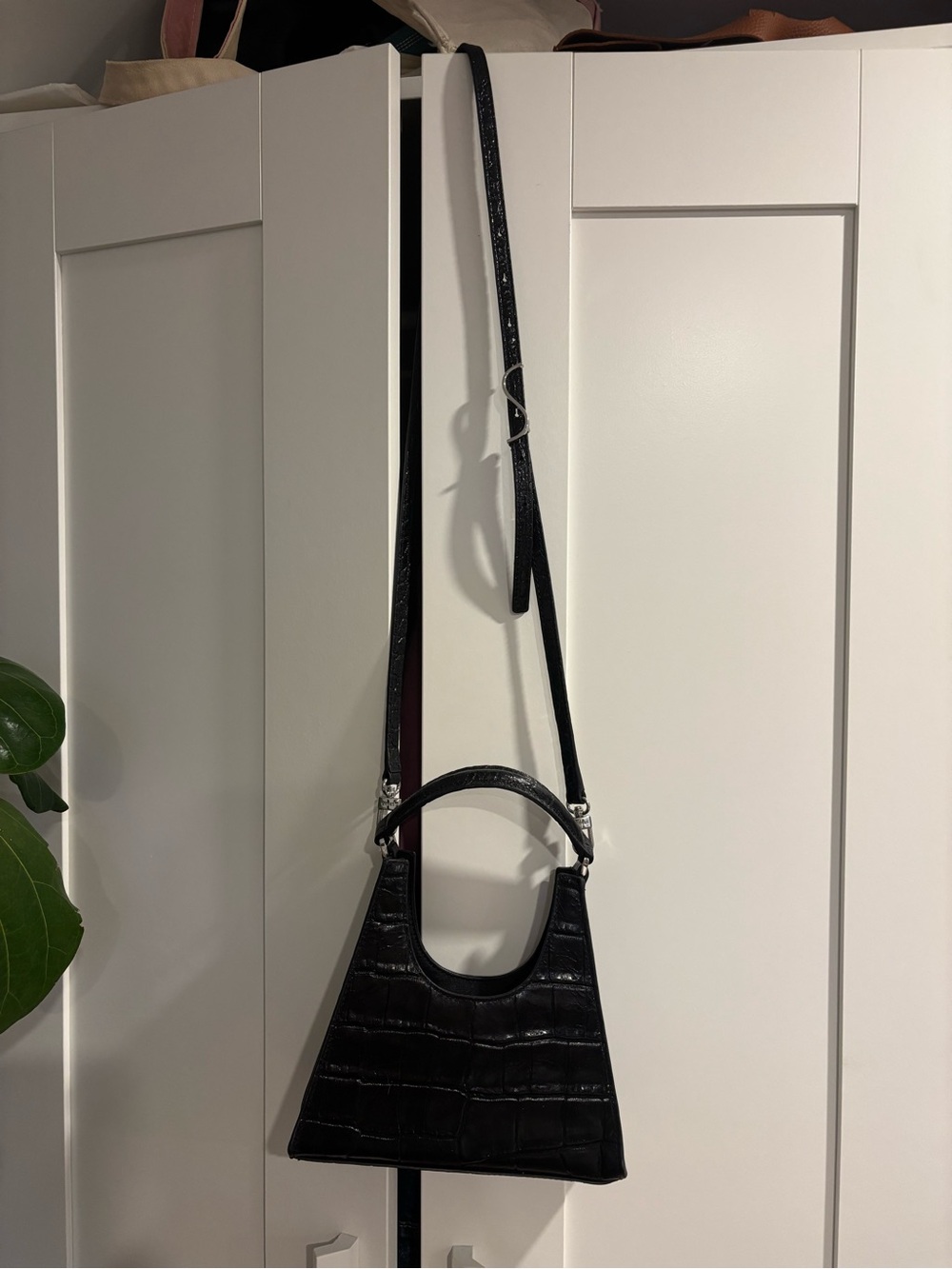 Staud Rey Mini Bag (Black Croc-Embossed Bag -Women)